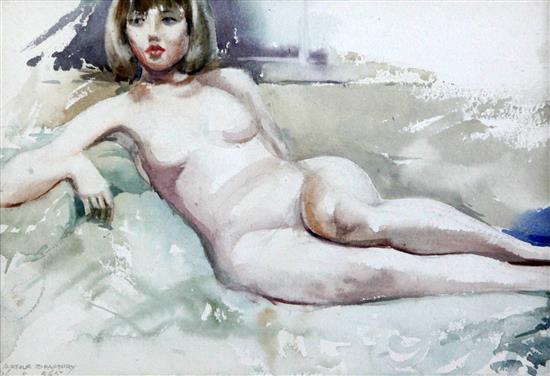 Arthur Bradbury (1892-1977) Study of a reclining nude, 7 x 10.5in.